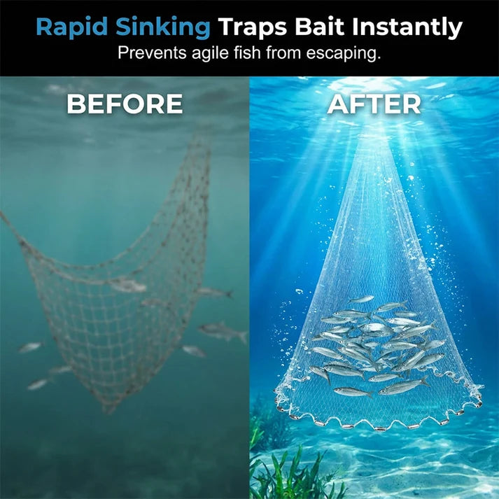 Easy-Throw Cast Net – Heavy-Duty Mesh, Rapid Sinking