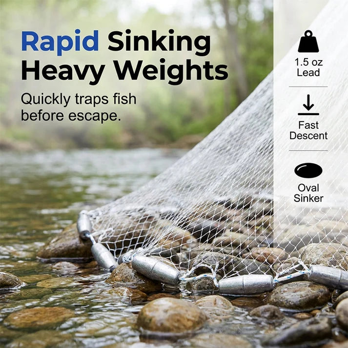 Easy-Throw Cast Net – Heavy-Duty Mesh, Rapid Sinking